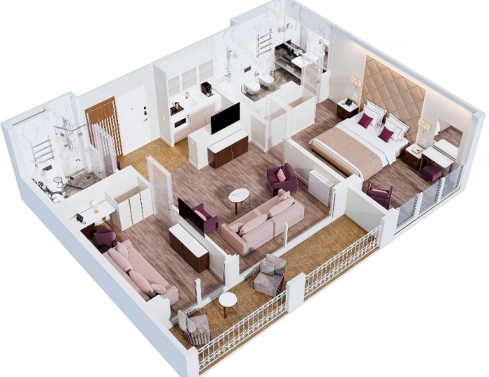 2-местное 3-комн. апартаменты - Санаторий «Плаза» Кисловодск