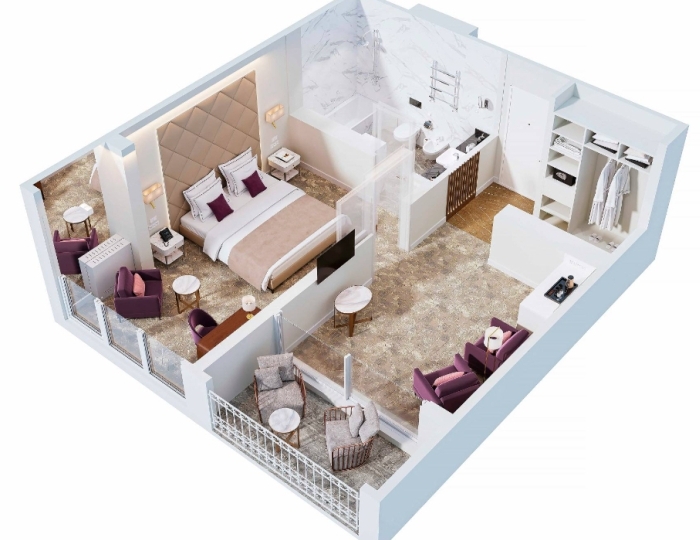 2-местное 2-комн. люкс "премиум" с балк. - Санаторий «Плаза» Кисловодск